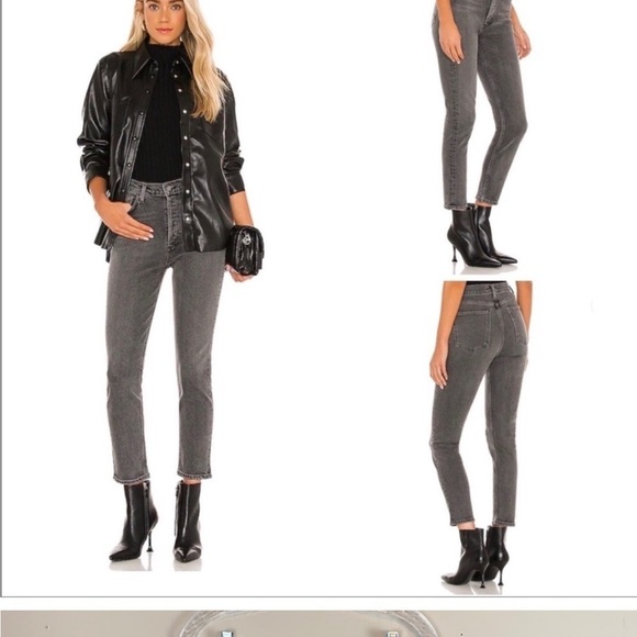 AGOLDE Nico High Rise Skinny Jeans Grey Sz 24 Organic Cotton Stretch NEW - Picture 2 of 15